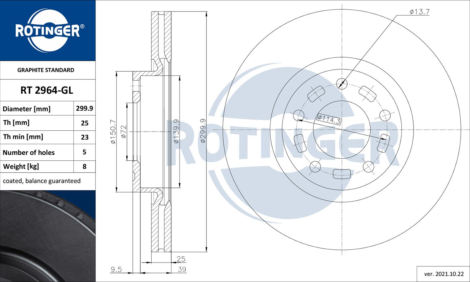 Disc frana ROTINGER GRAPHITE LINE RT 2964-GL