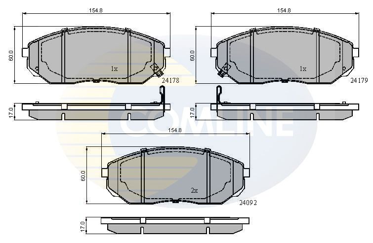 Zestaw klocków hamulcowych, hamulce tarczowe COMLINE CBP31178