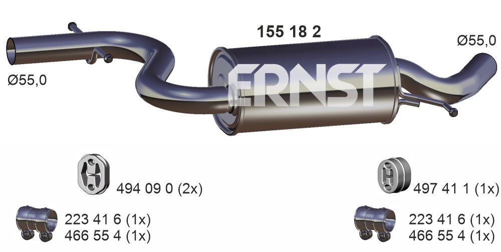 Střední tlumič výfuku ERNST 155182