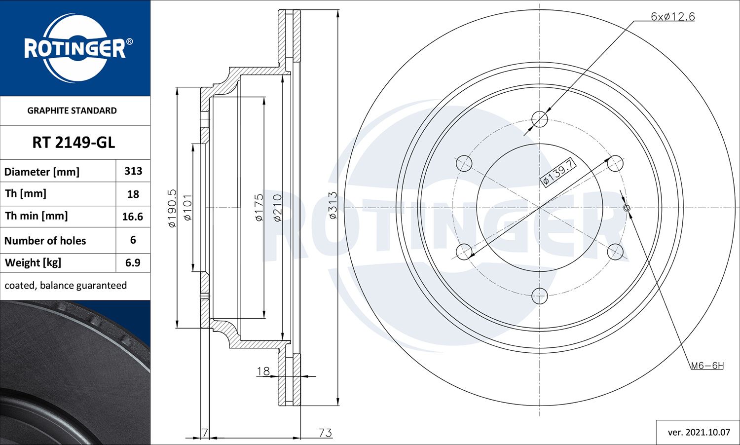 Tarcza hamulcowa ROTINGER RT 2149-GL