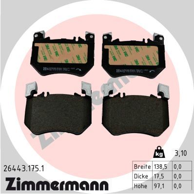 Sada brzdových platničiek kotúčovej brzdy ZIMMERMANN 26443.175.1