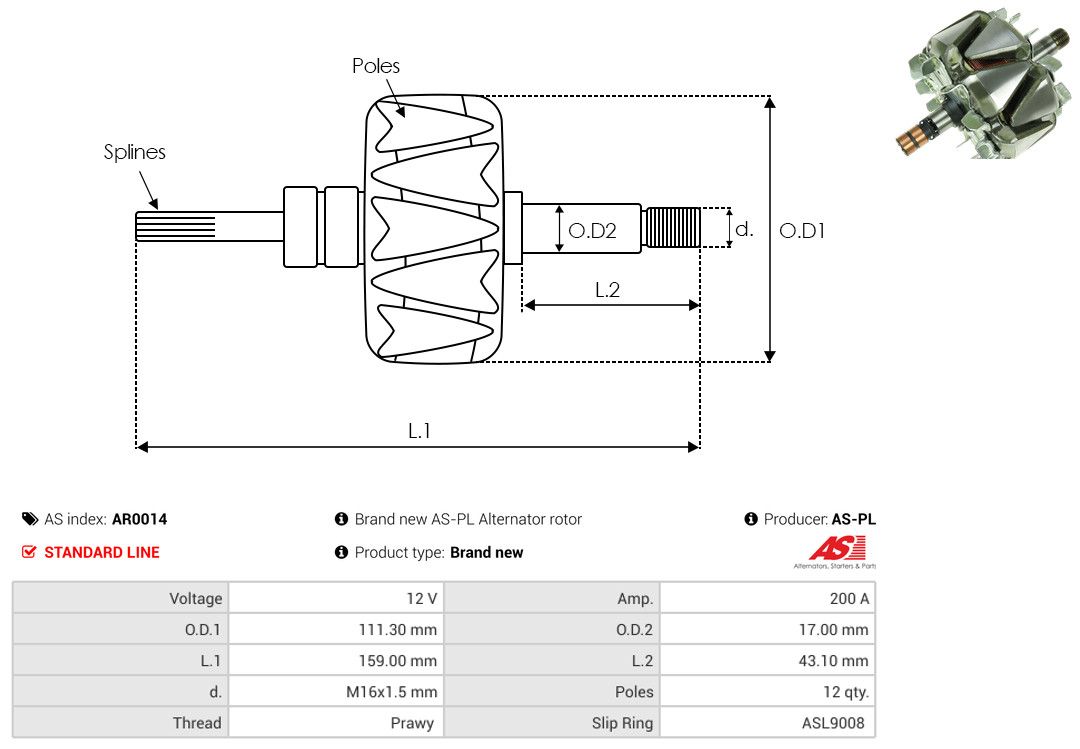 Levně Rotor, generátor AS-PL AR0014