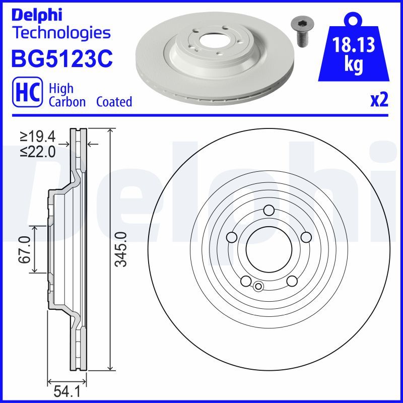 Tarcza hamulcowa DELPHI BG5123C