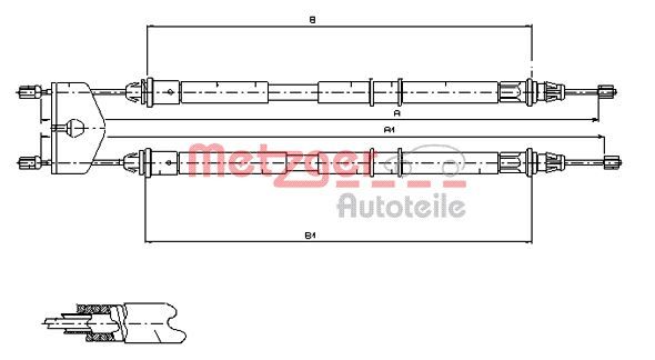 Cablu, frana de parcare METZGER 11.5453
