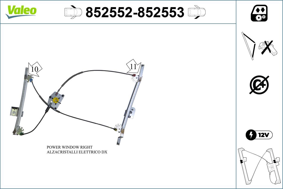 Mecanism actionare geam VALEO 852552