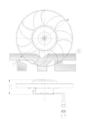 Větrák, chlazení motoru TYC 837-0025