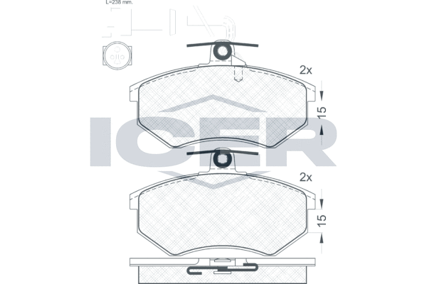 Zestaw klocków hamulcowych, hamulce tarczowe ICER 180950