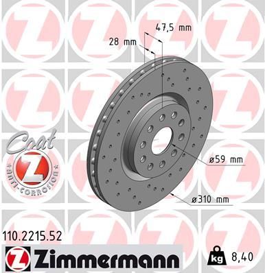 Brzdový kotúč ZIMMERMANN 110.2215.52