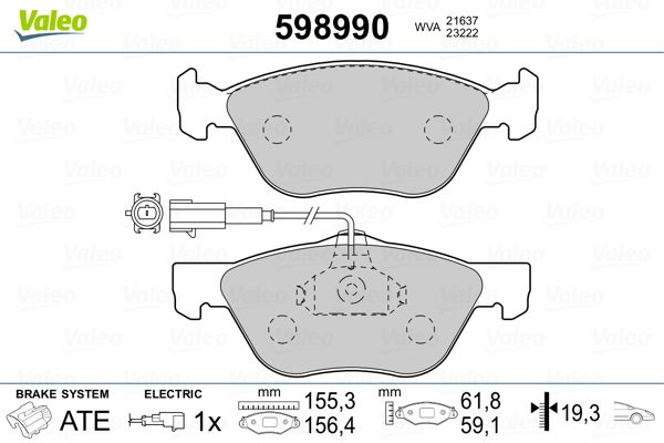 Sada brzdových platničiek kotúčovej brzdy VALEO 598990