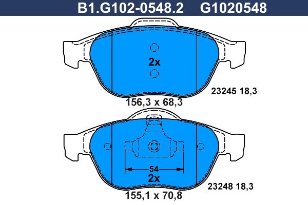 Zestaw klocków hamulcowych, hamulce tarczowe GALFER B1.G102-0548.2