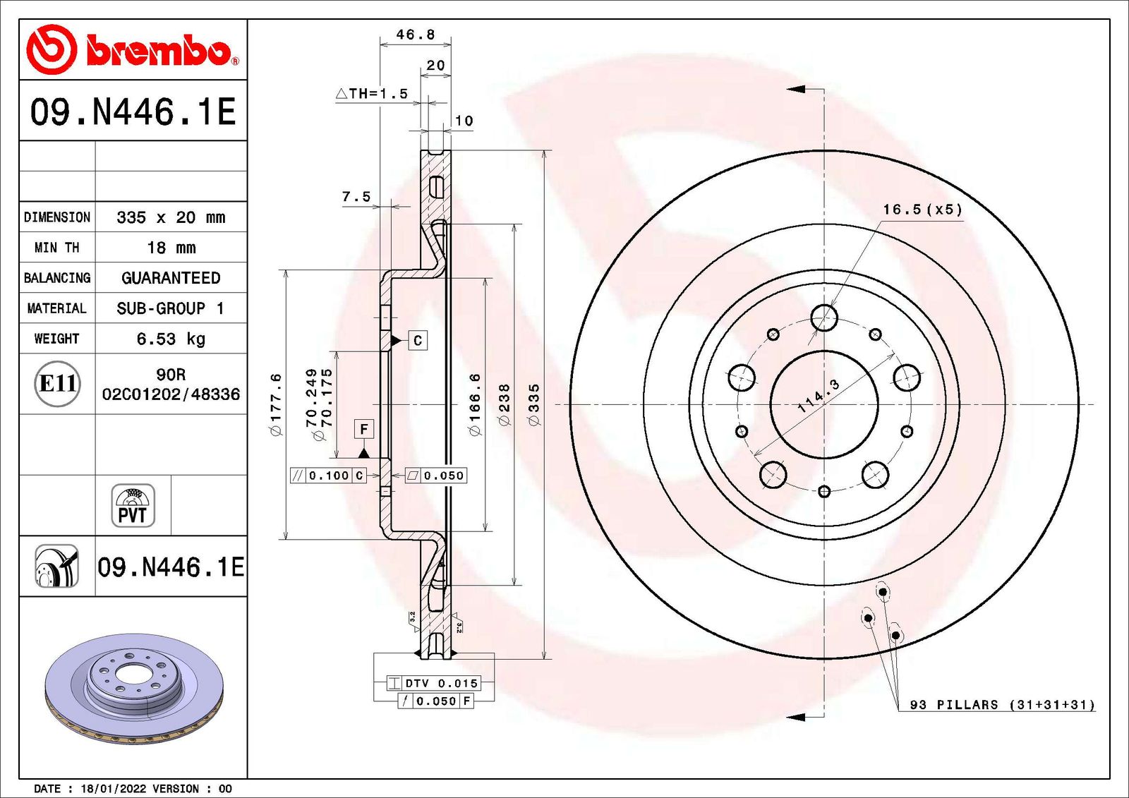 Tarcza hamulcowa BREMBO 09.N446.1E