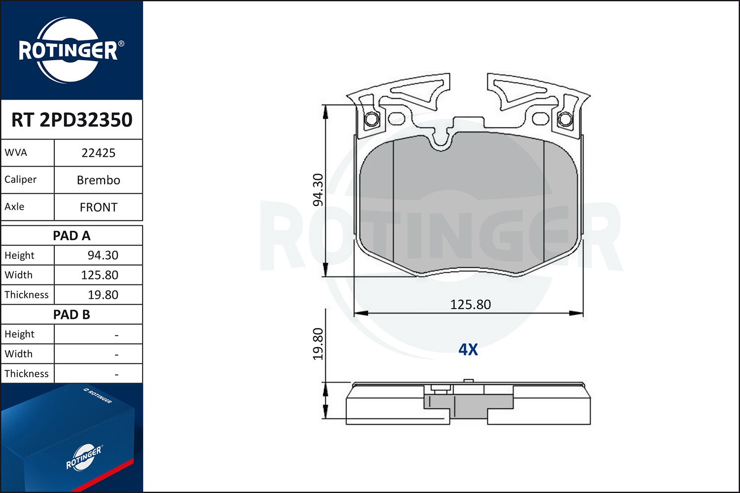 set placute frana,frana disc ROTINGER RT 2PD32350