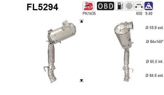 Filtr sadzy / filtr cząstek stałych, układ wydechowy AS FL5294