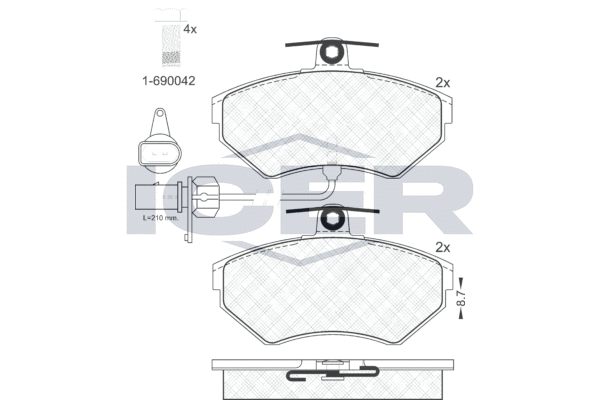 Zestaw klocków hamulcowych, hamulce tarczowe ICER 181157-203