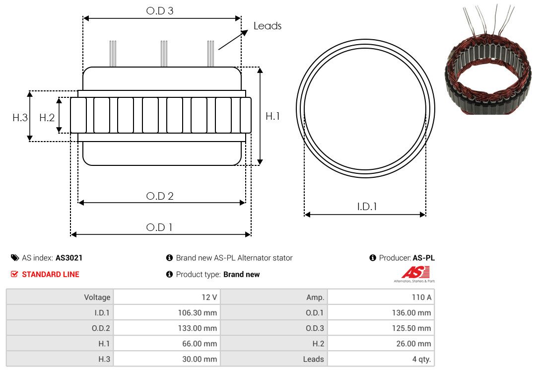 Levně Stator, generátor AS-PL AS3021