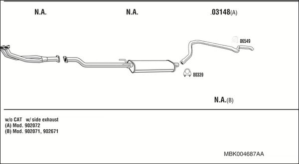 Układ wydechowy WALKER MBK004687AA