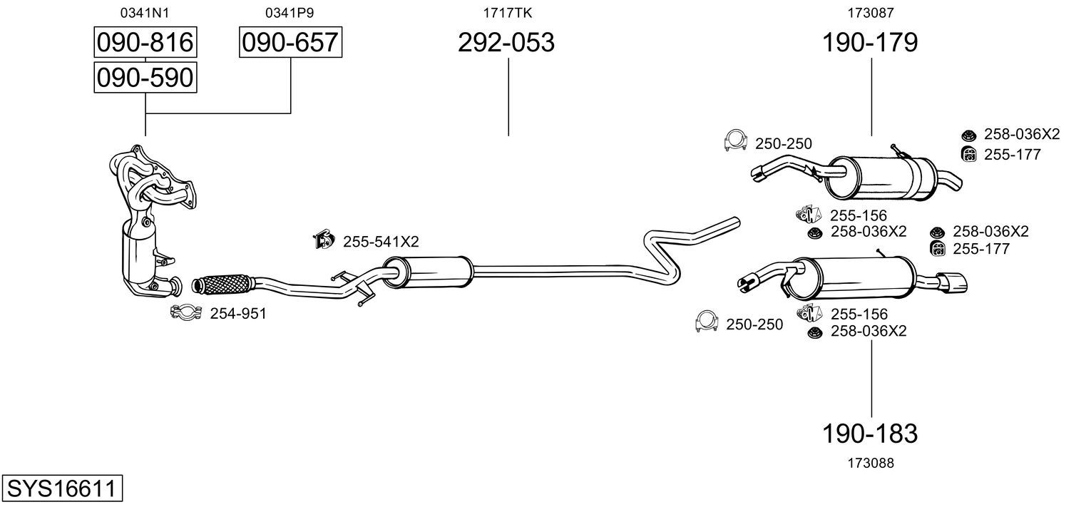 Układ wydechowy BOSAL SYS16611