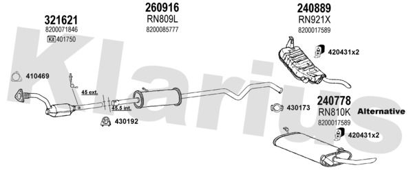 Układ wydechowy KLARIUS 721083E