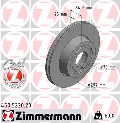 Tarcza hamulcowa ZIMMERMANN 450.5220.20