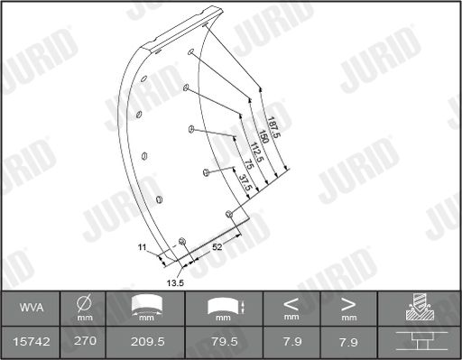 Zestaw szczęk hamulcowych, hamulce bębnowe JURID 1503005460