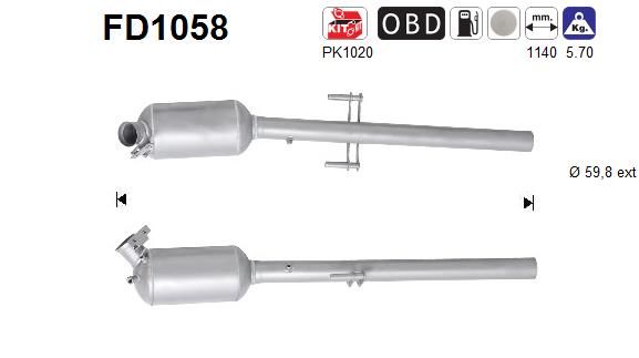 Filtr sadzy / filtr cząstek stałych, układ wydechowy AS FD1058