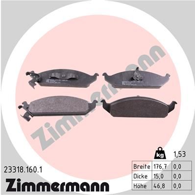 Zestaw klocków hamulcowych, hamulce tarczowe ZIMMERMANN 23318.160.1
