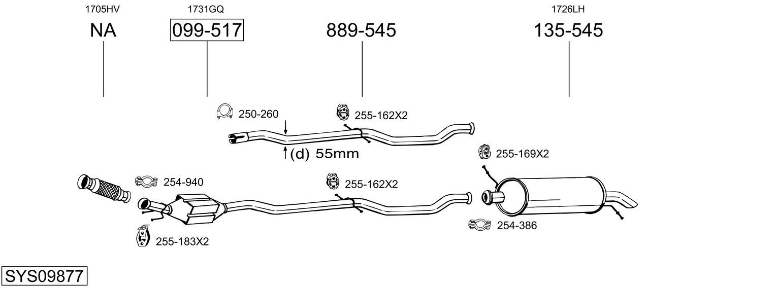 Układ wydechowy BOSAL SYS09877