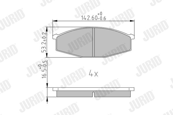 Zestaw klocków hamulcowych, hamulce tarczowe JURID 572361J