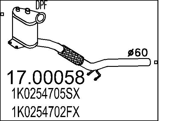 Filtr sadzy / filtr cząstek stałych, układ wydechowy MTS 1K0254705SX