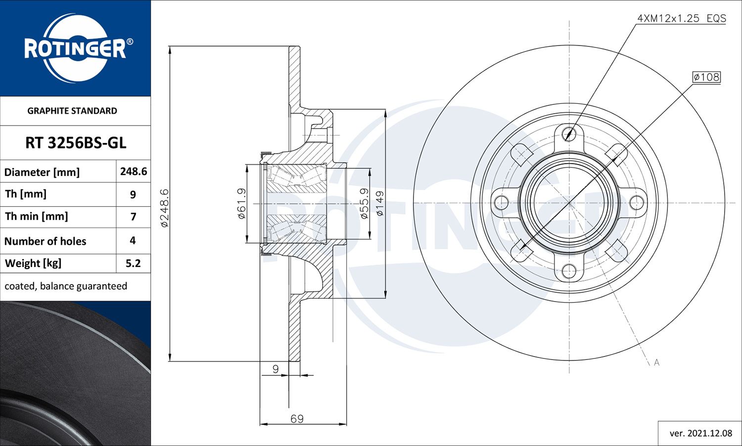 Tarcza hamulcowa ROTINGER RT 3256BS-GL