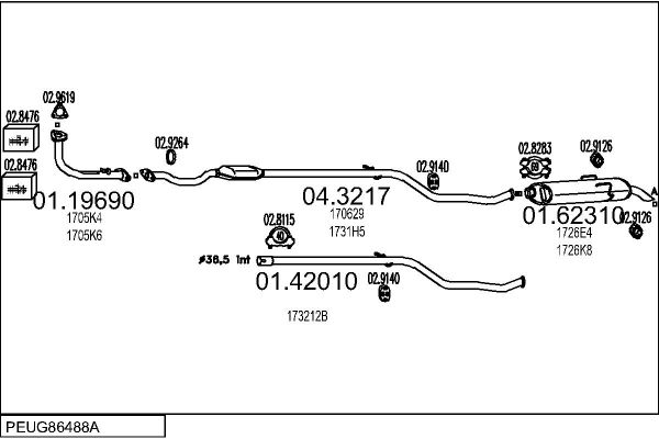 Układ wydechowy MTS PEUG86488A008396