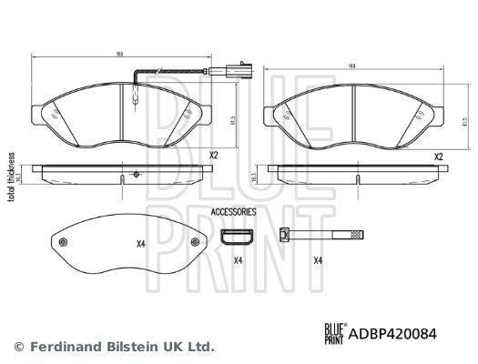 Zestaw klocków hamulcowych, hamulce tarczowe BLUE PRINT ADBP420084