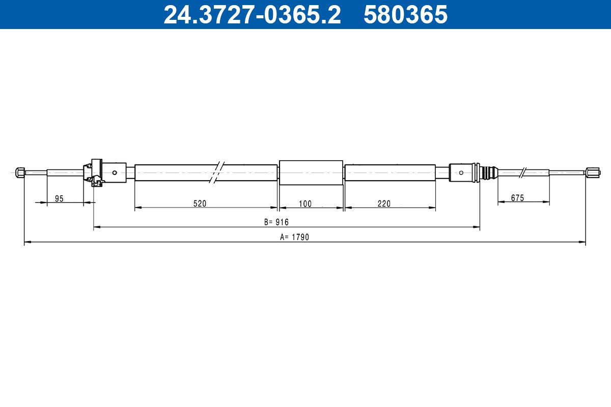 Cablu, frana de parcare ATE 24.3727-0365.2