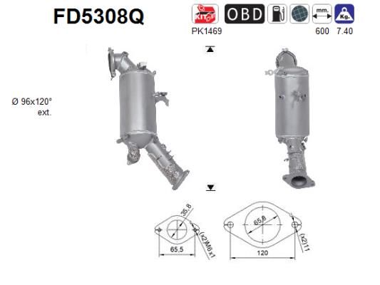 Filtr sadzy / filtr cząstek stałych, układ wydechowy AS FD5308Q