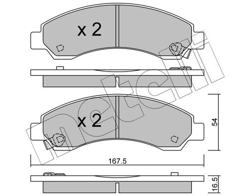 Zestaw klocków hamulcowych, hamulce tarczowe METELLI 22-0888-0
