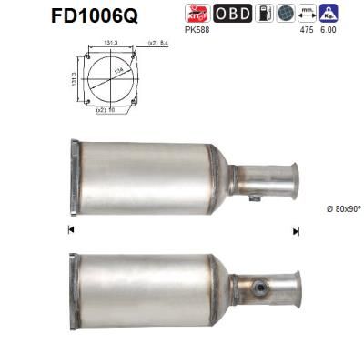 Filtr sadzy / filtr cząstek stałych, układ wydechowy AS FD1006Q