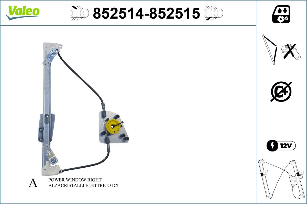 Mecanism actionare geam VALEO 852514