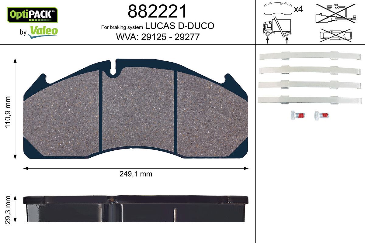 set placute frana,frana disc VALEO OPTIPACK 882221