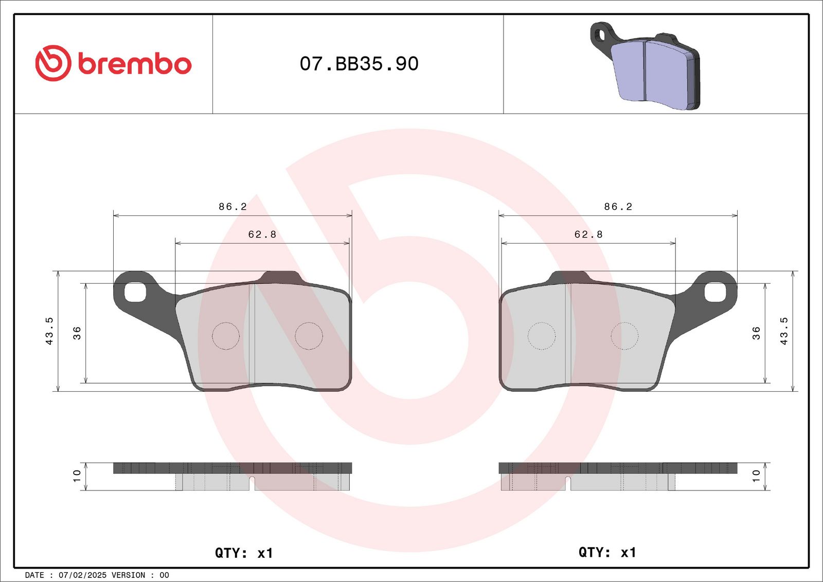 set placute frana,frana disc BREMBO 07BB3590