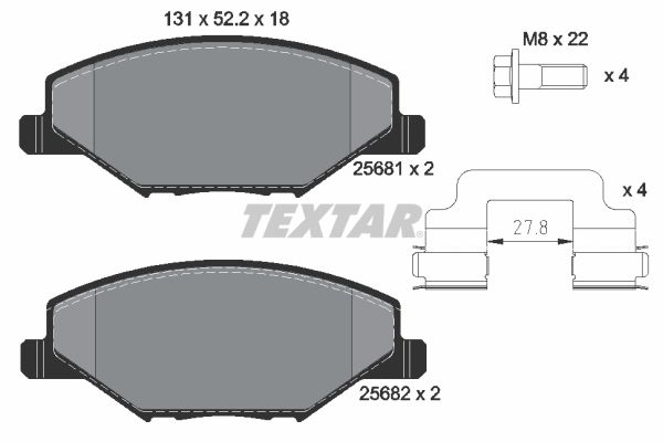 Sada brzdových platničiek kotúčovej brzdy TEXTAR 2568101