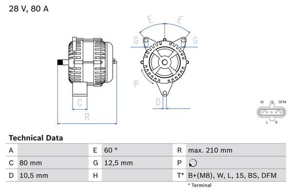 Alternator BOSCH 0 986 048 100