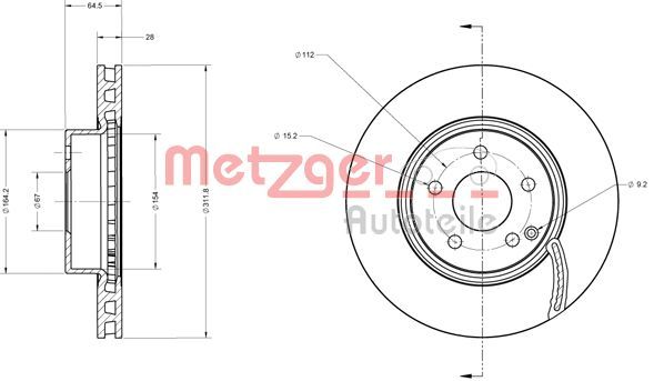 Tarcza hamulcowa METZGER AUTOTEILE 6110304