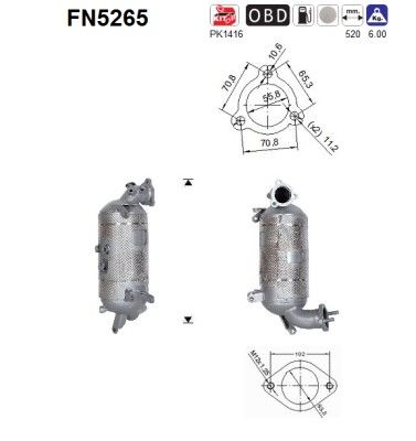 Filtru funingine/particule, sist.de esapament AS FN5265