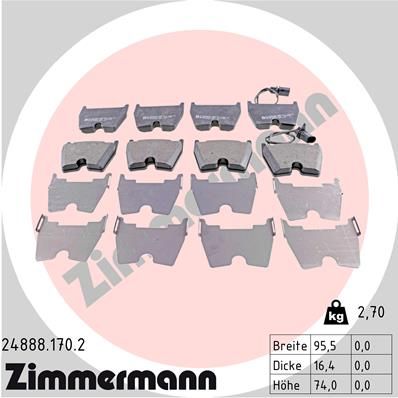 Sada brzdových platničiek kotúčovej brzdy ZIMMERMANN 24888.170.2