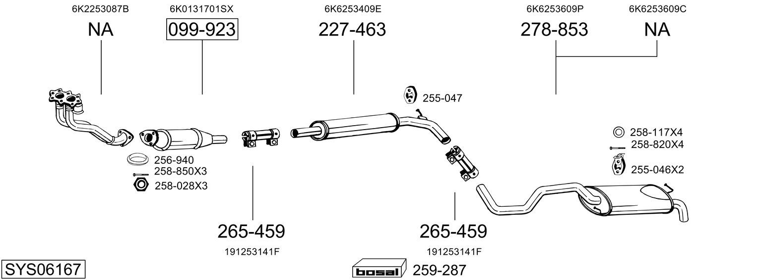 Układ wydechowy BOSAL SYS06167