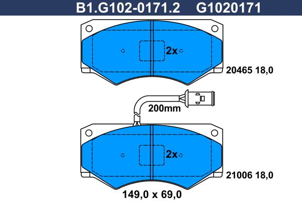 Zestaw klocków hamulcowych, hamulce tarczowe GALFER B1.G102-0171.2