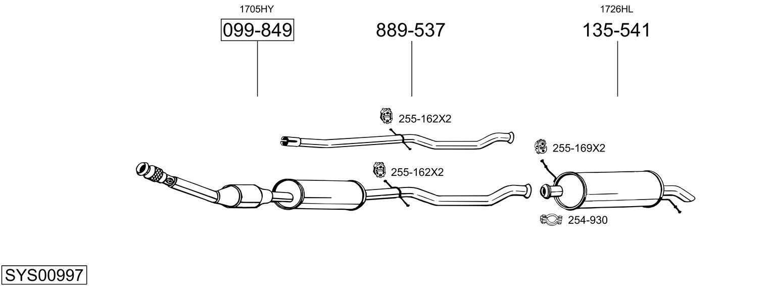 Układ wydechowy BOSAL SYS00997