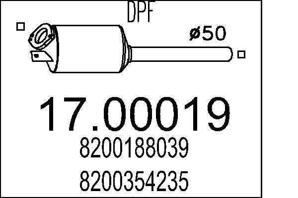 Filtr sadzy / filtr cząstek stałych, układ wydechowy MTS 17.00019