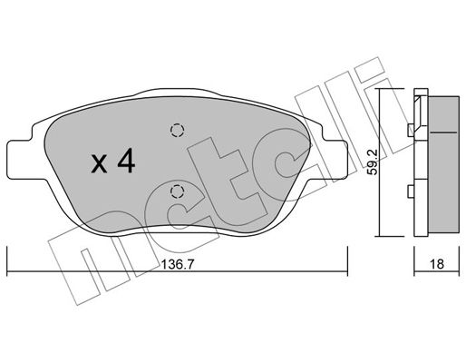 Zestaw klocków hamulcowych, hamulce tarczowe METELLI 22-0852-0