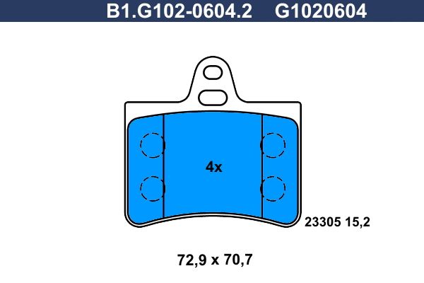 Zestaw klocków hamulcowych, hamulce tarczowe GALFER B1.G102-0604.2